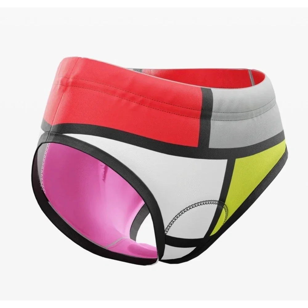 Baleaf Padded Cycling Underwear XL Geometric Colorblock Bike Liner Brief